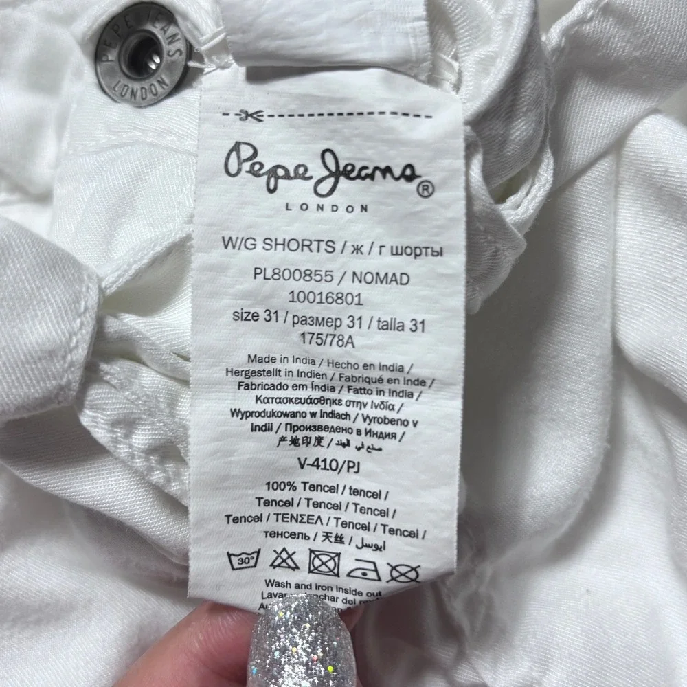 Pepe Jeans London Nomad Tencel Tie Waist‎ Shorts White Women Size 31